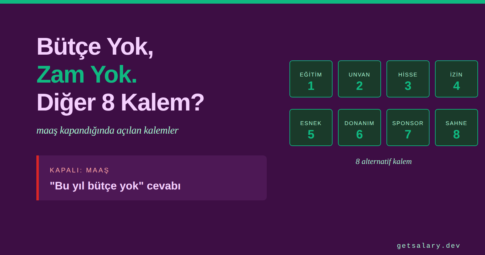 Bütçe Yok, Zam Yok - Cevabını Tabu Olarak Kabul Etme