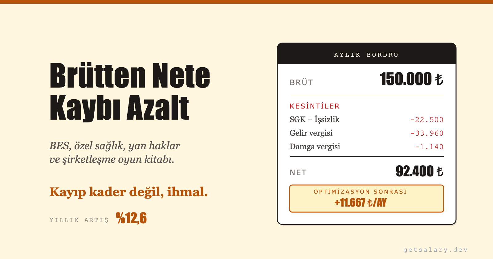 Vergi Optimizasyonu - Brütten Nete Kayıp Azaltmak